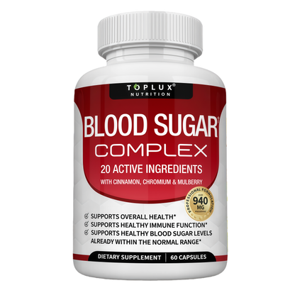 Blood Sugar Complex Supplement - Supports Healthy Blood Sugar Levels Already Within Normal Range All Natural with Cinnamon, Bitter Melon, Chromium, Mulberry, Alpha Lipoic Acid, Non-GMO, 60 Capsules